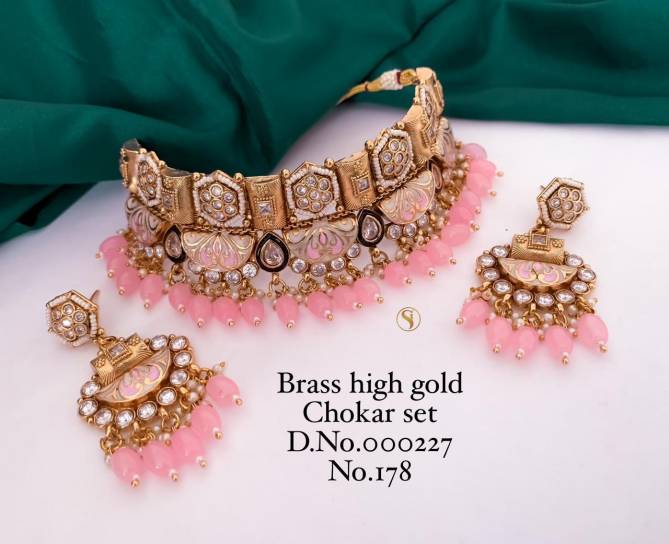Brass High Gold Bridal Jewellry Chokar Set 8 Wholesale Market in Surat With Price
